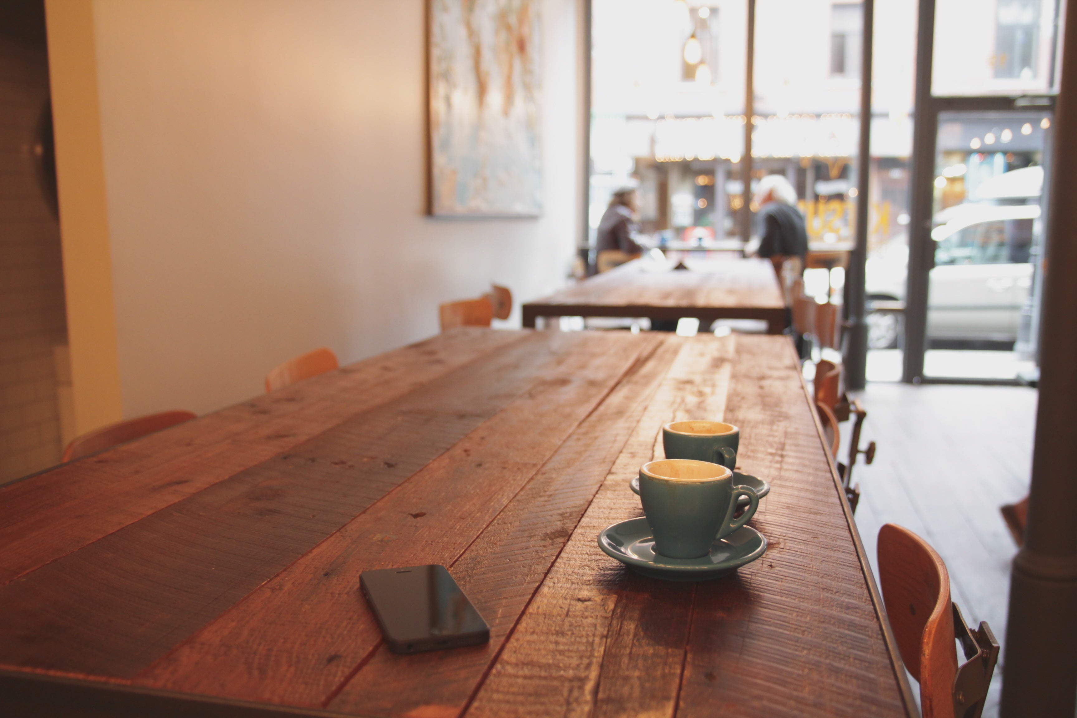 Photo of coffee cups in cafe